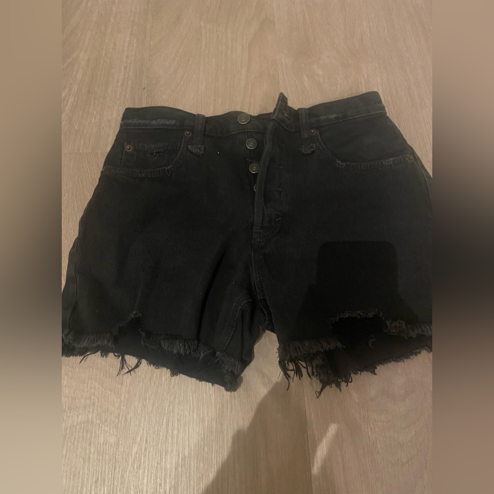 Free People Black Denim Shorts